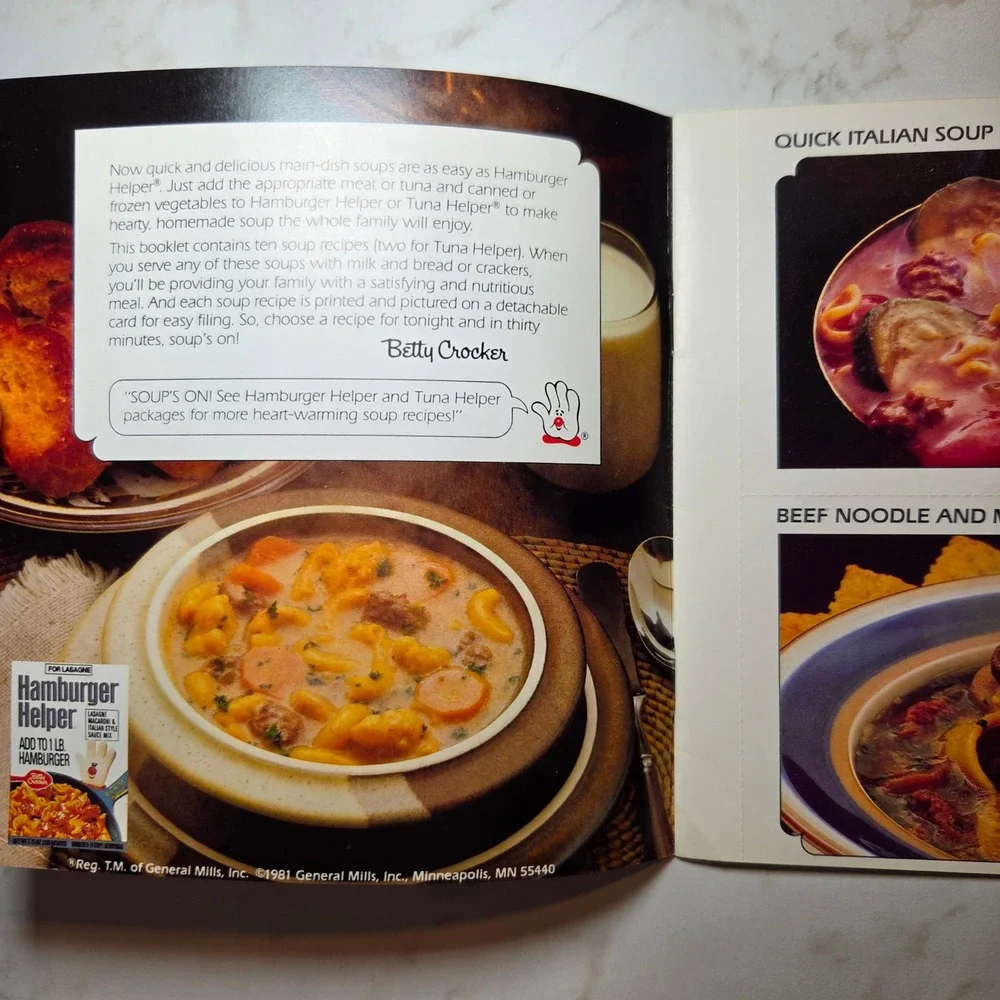 Vintage Hamburger Helper Quick Hearty Soups and Holiday Comforts Recipe Booklets